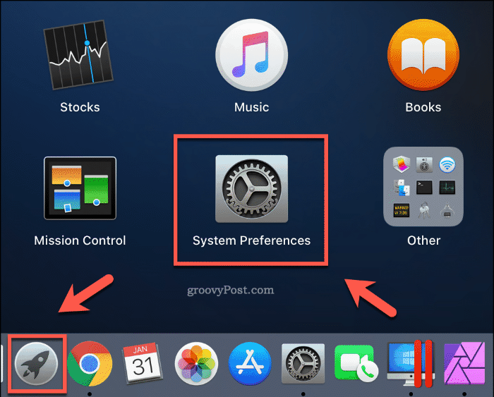 Khởi chạy tùy chọn hệ thống từ Launchpad trên macOS