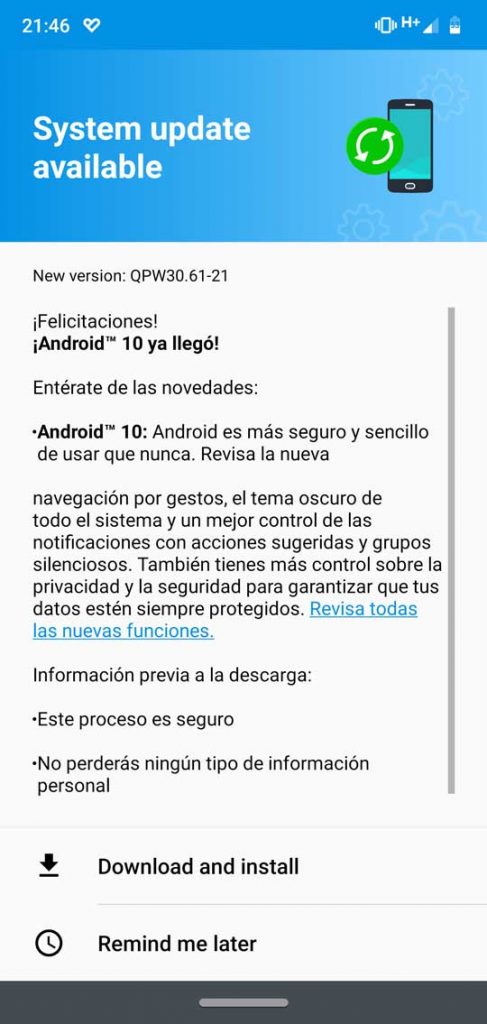 Cập nhật Android 10 cho Motorola G7 Plus