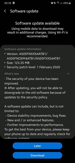 Galaxy-A50-Tháng Hai-2020-security-patch "width =" 320 "height =" 693 "class =" size-full wp-image-95017 "srcset =" https://piunikaweb.com/wp-content/uploads/ 2020/02 /Galaxy-A50-Tháng Hai-2020-security-patch.jpg 320w, https://piunikaweb.com/wp-content/uploads/2020/02/Galaxy-A50-Tháng Hai-2020-security-patch-139x300.jpg 139w "size =" (max-width: 320px) 100vw, 320px "Pagespeed_url_hash =" 2989703015 "onload =" Pagespeed.CriticalImages.checkImageForCritical ()<div class='code-block code-block-5' style='margin: 8px auto; text-align: center; display: block; clear: both;'></noscript><style>.ai-rotate {position: relative;}
.ai-rotate-hidden {visibility: hidden;}
.ai-rotate-hidden-2 {position: absolute; top: 0; left: 0; width: 100%; height: 100%;}
.ai-list-data, .ai-ip-data, .ai-filter-check, .ai-fallback, .ai-list-block, .ai-list-block-ip, .ai-list-block-filter {visibility: hidden; position: absolute; width: 50%; height: 1px; top: -1000px; z-index: -9999; margin: 0px!important;}
.ai-list-data, .ai-ip-data, .ai-filter-check, .ai-fallback {min-width: 1px;}</style><div class='ai-rotate ai-unprocessed ai-timed-rotation ai-5-2' data-info='WyI1LTIiLDJd' style='position: relative;'><div class='ai-rotate-option' style='visibility: hidden;' data-index=