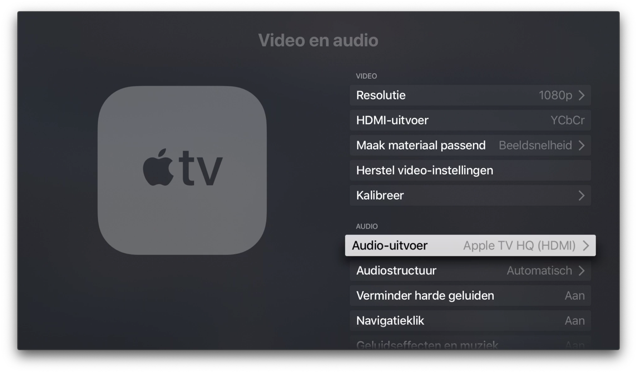 Apple Chọn đầu ra âm thanh TV trong cài đặt.