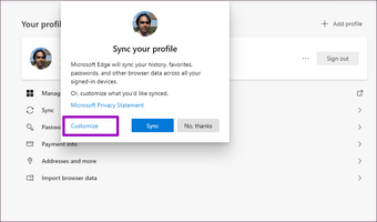 Tiện ích mở rộng mật khẩu Microsoft Edge Chromium Sync 5