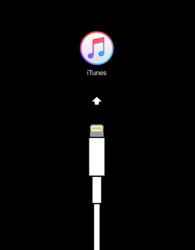 kết nối với logo iTunes trên màn hình iPhone