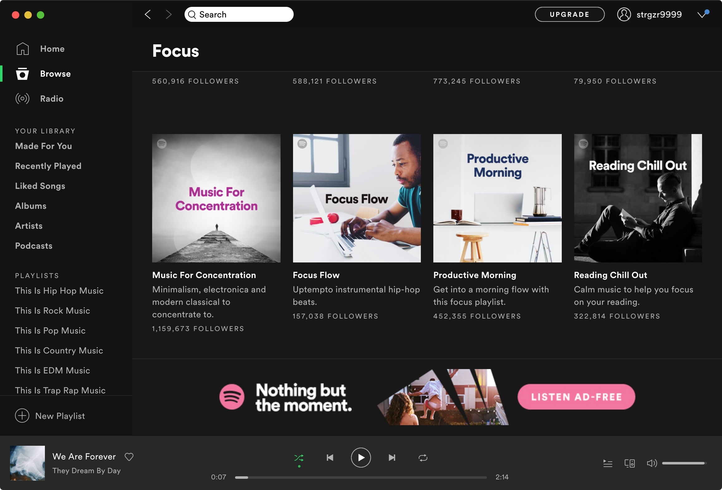 Phần Spotify Focus Mac