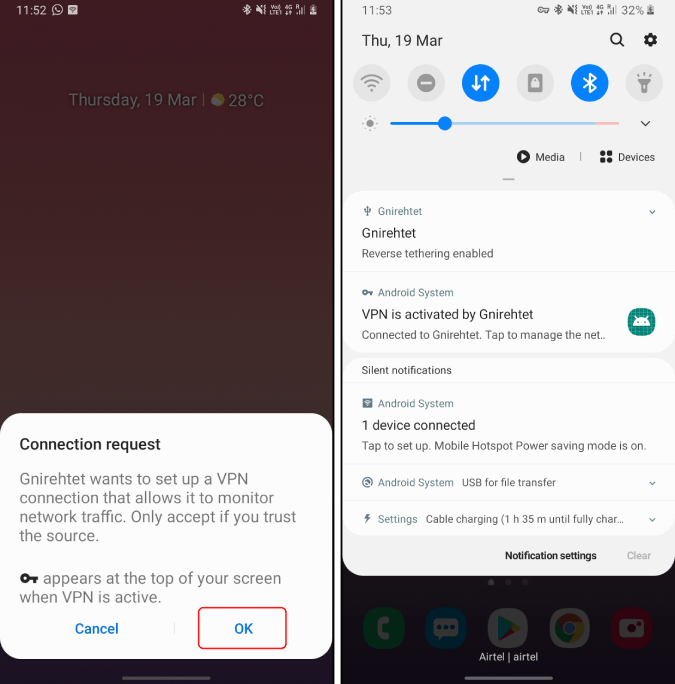 gnirehtet-vpn-request-on-android - tạo điểm phát sóng wifi trên Ubuntu