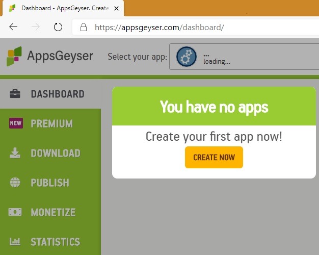 Ứng dụng Bảng điều khiển màn hình chính của Geyser