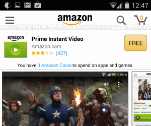 Sudut pandang Amazon Video Instan di Android