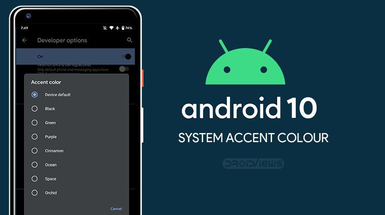Cách thay đổi màu nhấn của sistema trên Android 10