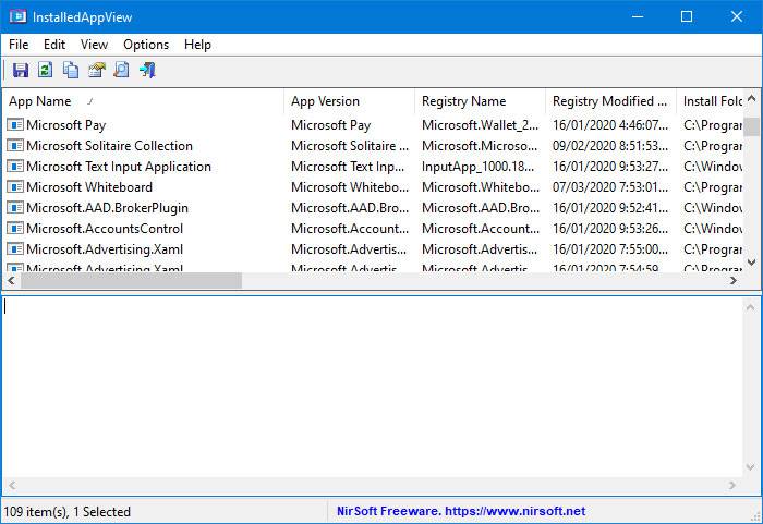 InstalledAppView memungkinkan Anda untuk mendapatkan daftar semua aplikasi yang diinstal Windows sepuluh