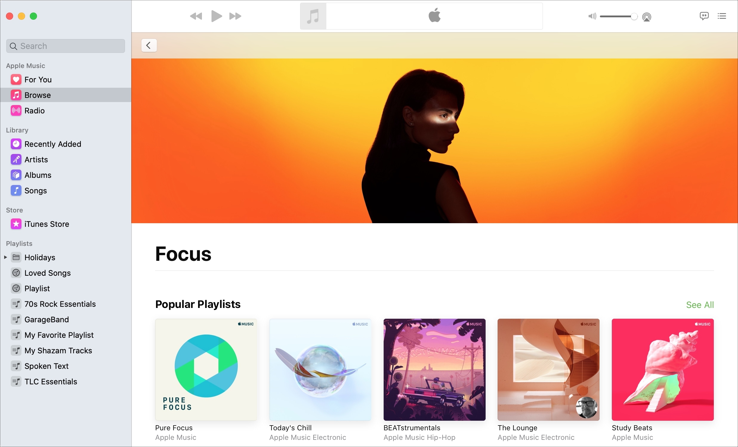 Apple    Danh sách nhạc Music Focus Mac