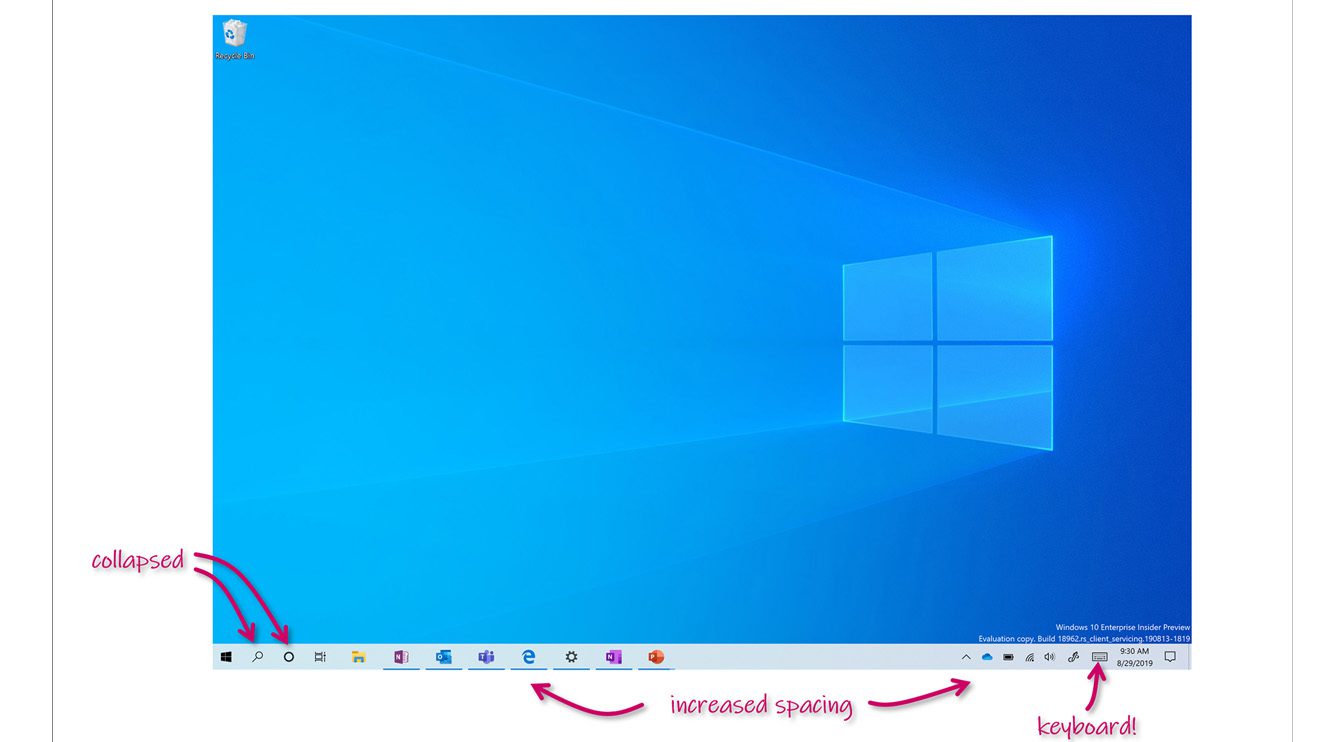 Desktop Terbaru Microsoft Demos Touch yang Dioptimalkan Windows 10 pekerjaan dalam