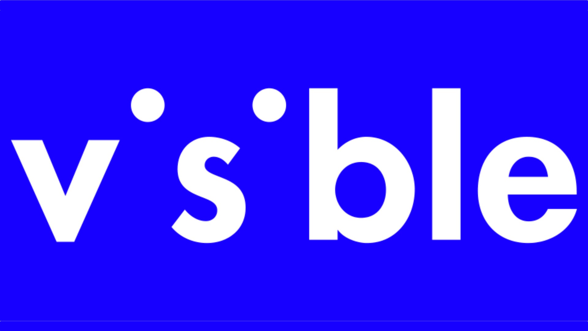 Vsble (Tampilan) Logo tidak terbatas pada latar belakang biru.