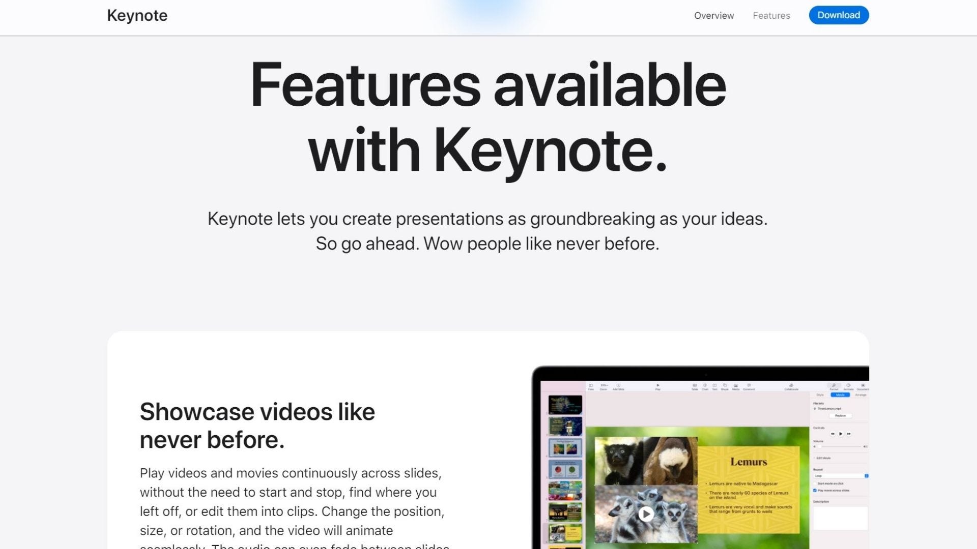 màn hình chính của apple keynote