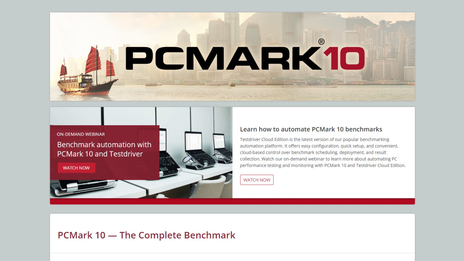 Beranda situs web PCMark 10 