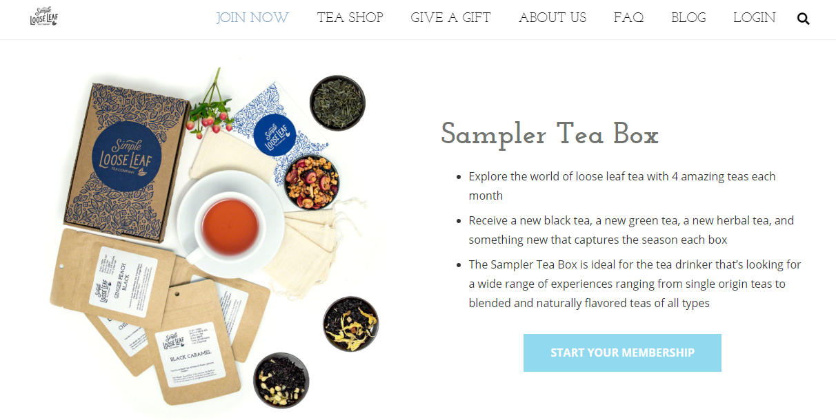 Simple Leaf Tea Prenumerationsbox Förseglad Leaf Tepåse Återanvändbar tefilter tepåse