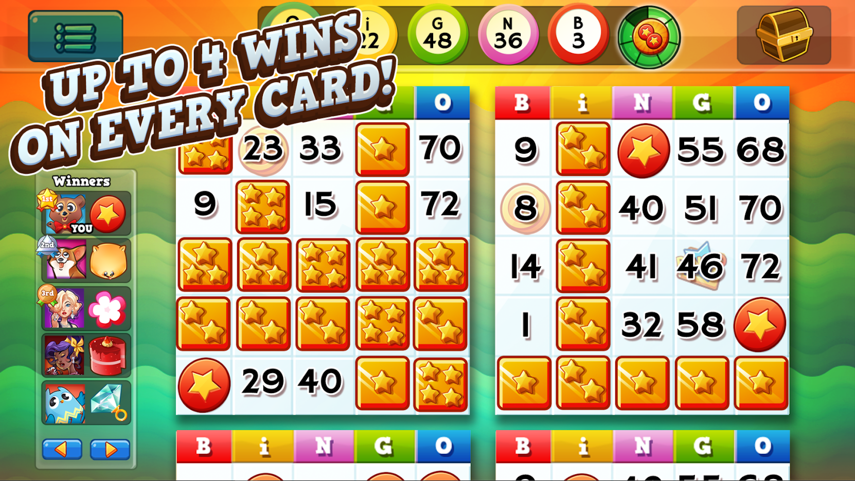 Game bingo seluler Bingo Pop dengan minigame