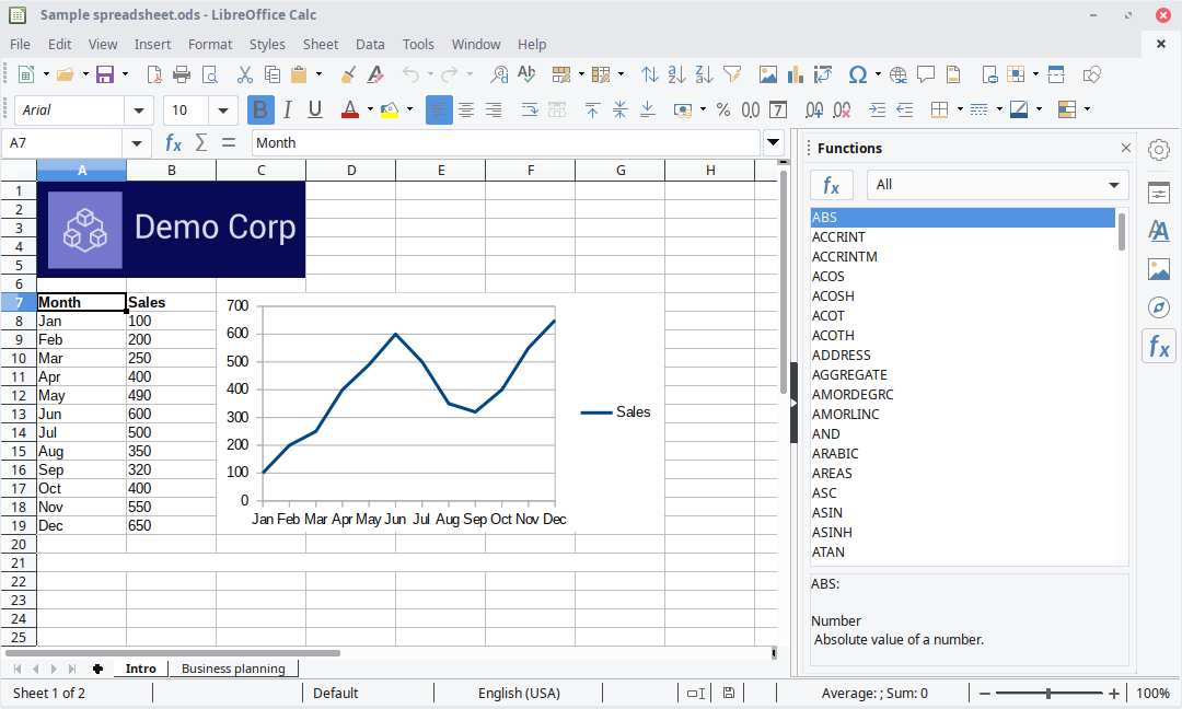 Spreadsheet LibreOffice Calc