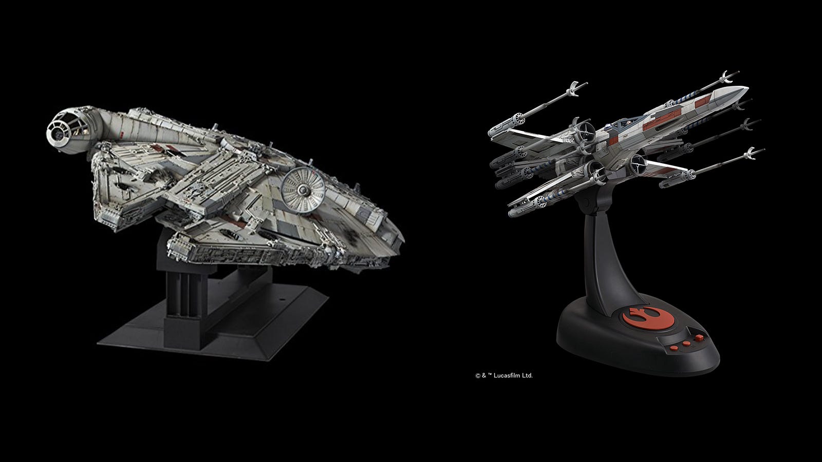 Bandai Hobby Milenium Falcon dan X-Wing Bergerak