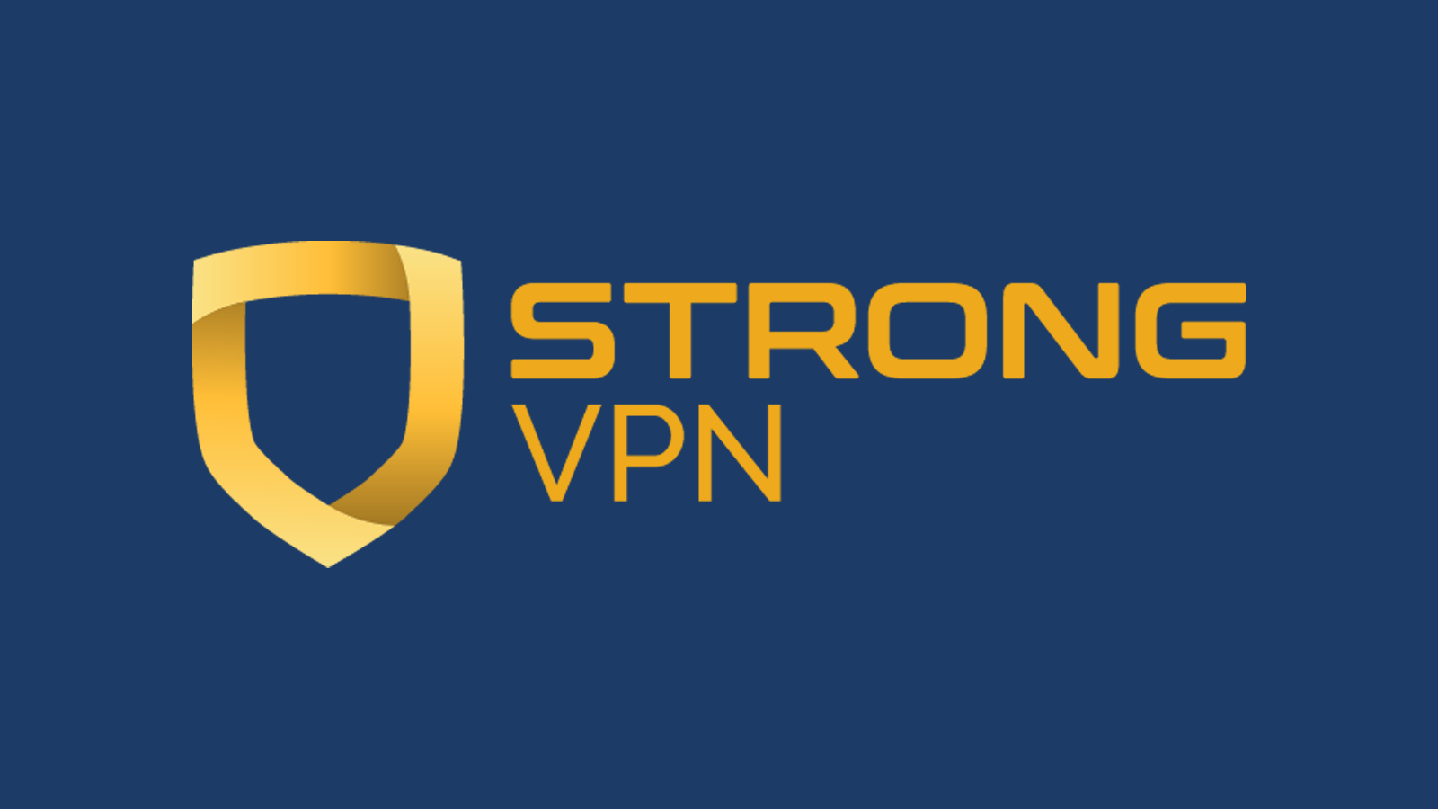Tên và logo công ty StrongVPN trên nền tối