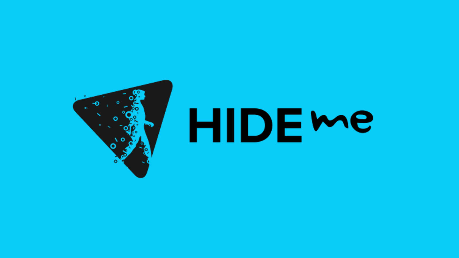 Tên và logo công ty Hide.me trên nền xanh lam