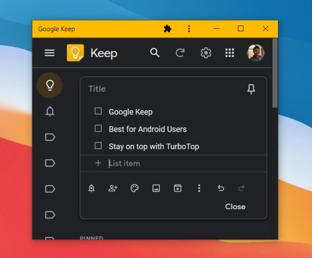 6. Google Keep Best Sticky Notes-alternativet för Windows 10