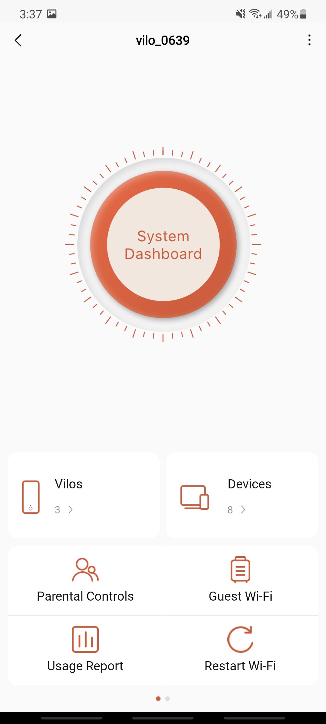 systemkontrollpanelen vilo live app startskärm