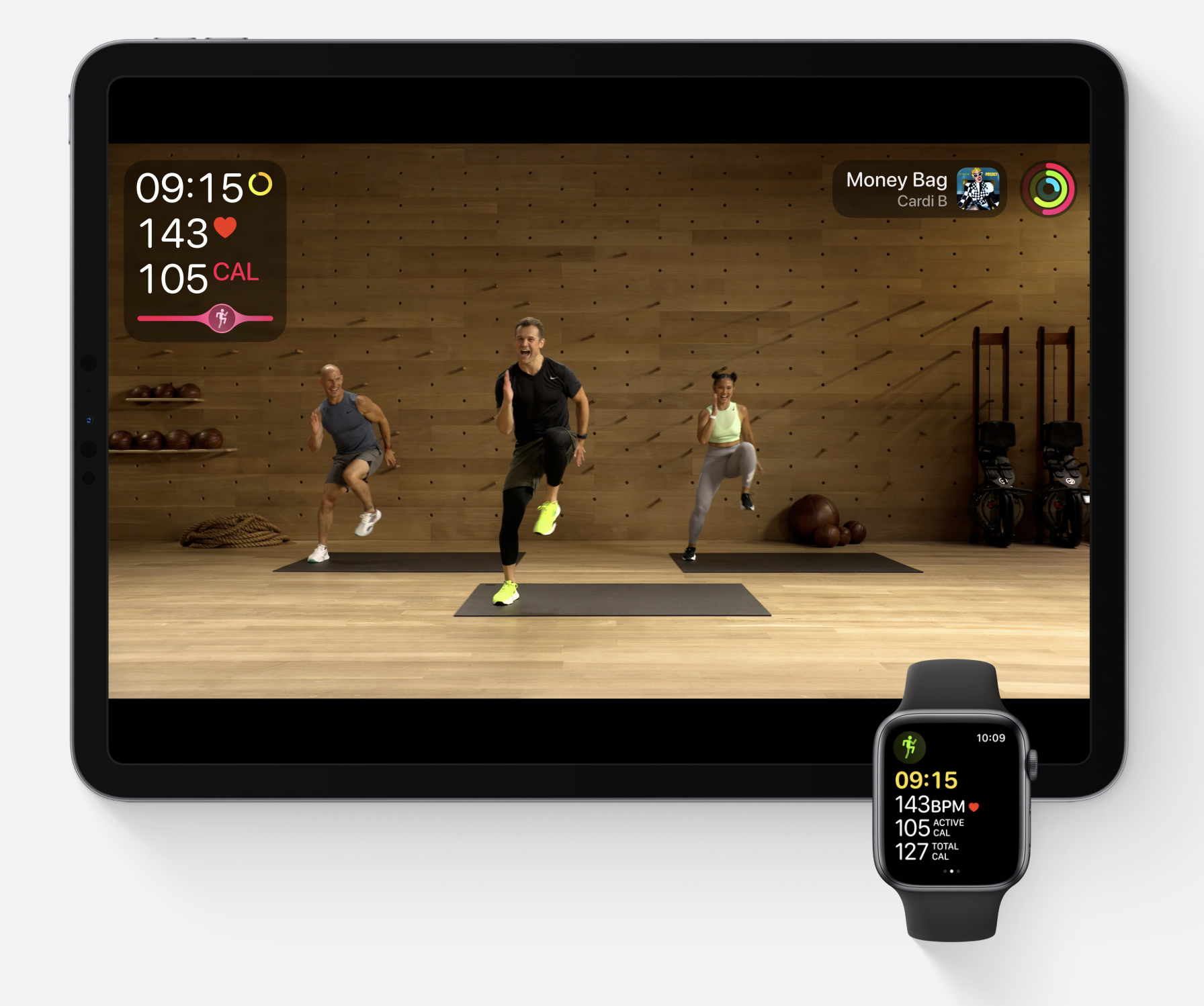 apple watch và ipad trên thể dục +