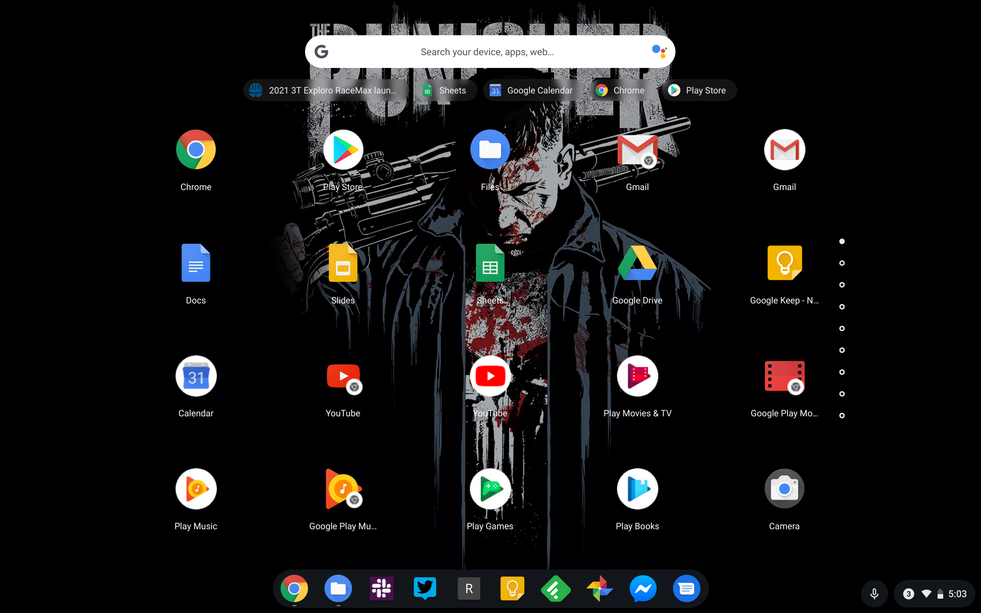 Desktop Chrome OS dalam mode tablet