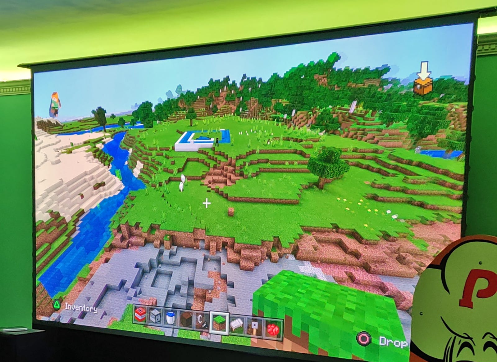 Minecraft på en gigantisk 100 tums skärm.