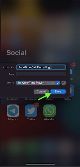 Berikan panggilan FaceTime Anda untuk merekam nama yang tepat di Mac