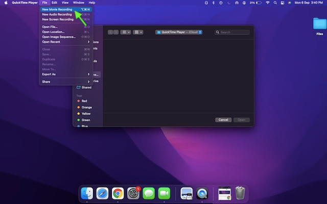 Luncurkan aplikasi QuickTime Player di Mac