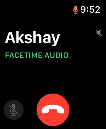Giao diện người dùng cuộc gọi âm thanh FaceTime đang bật Apple Watch 
