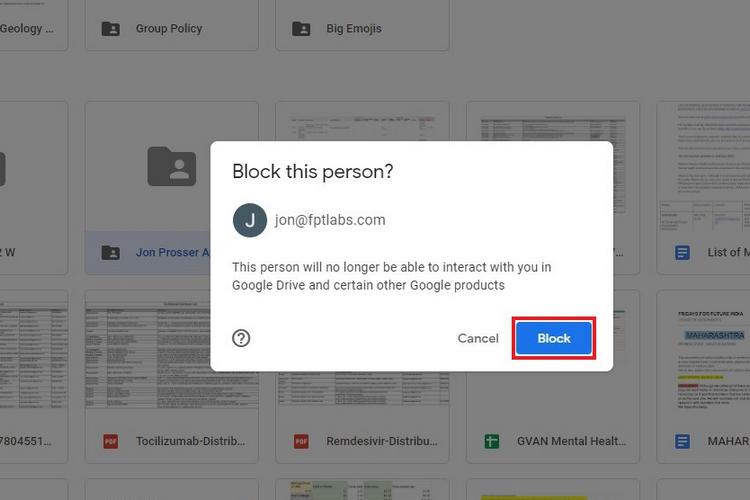 Cara memblokir atau membuka blokir orang di Google Drive