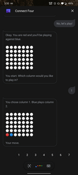 Kết nối bốn Google Assistant Trò chơi