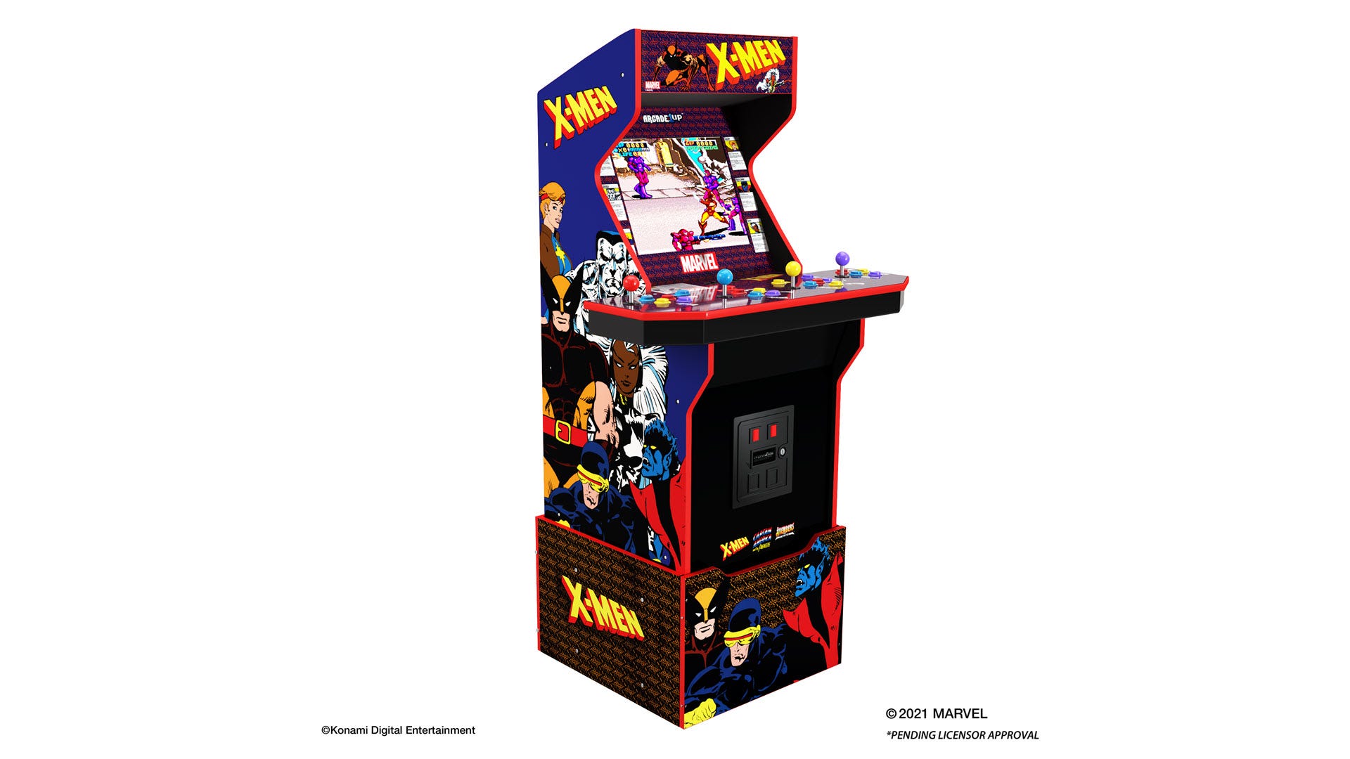 Một cỗ máy arcade 'X-Men' có kích thước đầy đủ.