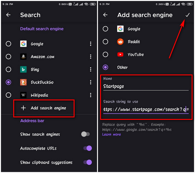 Thay đổi Công cụ Tìm kiếm Mặc định trong Firefox trên Android