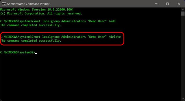Ubah jenis akun dari standar menjadi administrator menggunakan Command Prompt di Windows 11