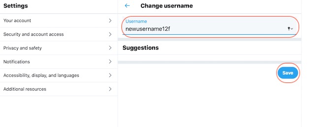 Mengubah Twitter Nama Pengguna Menggunakan Browser Web 5