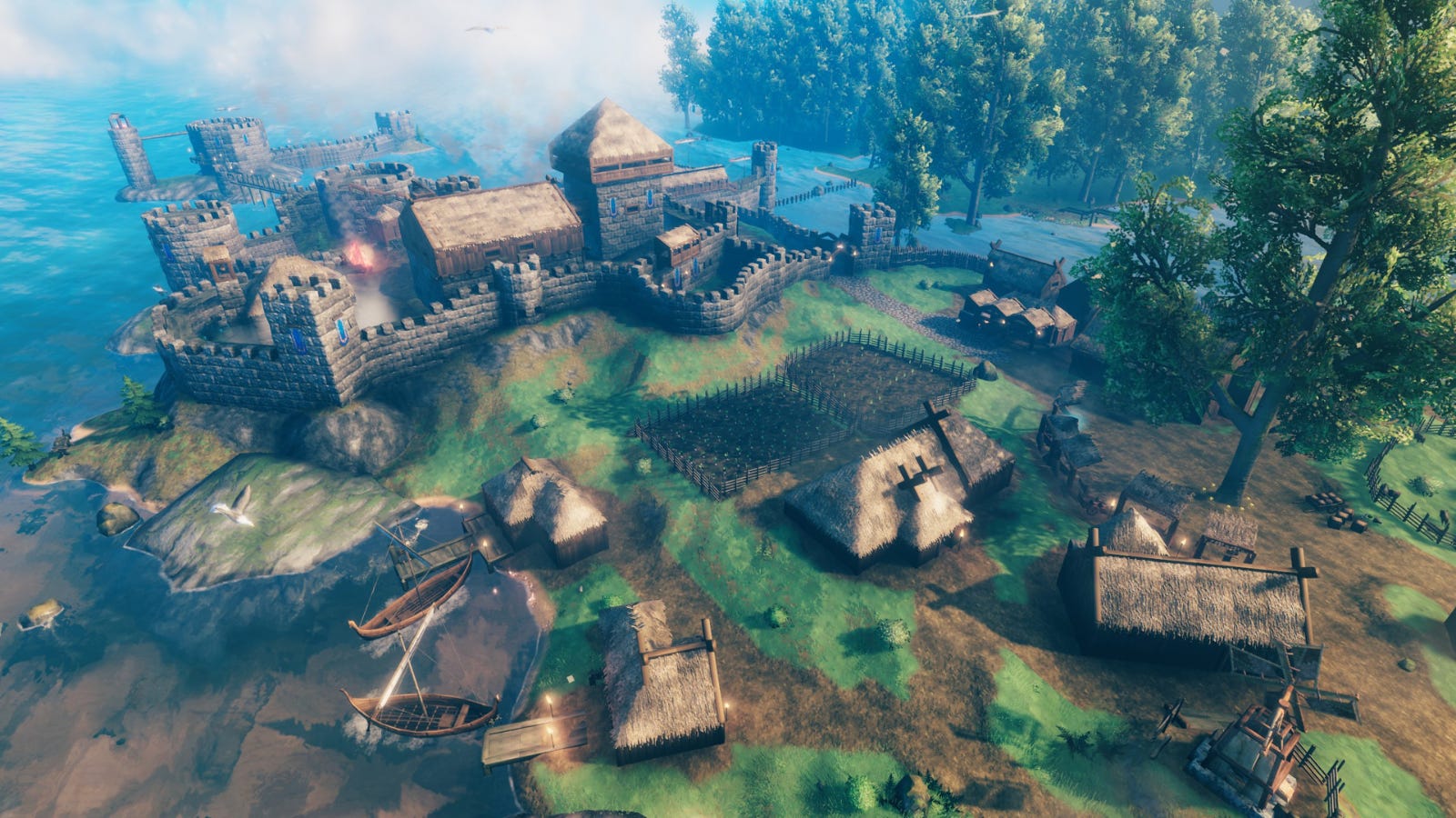 Desa besar yang dibuat oleh pemain di 'Valheim'