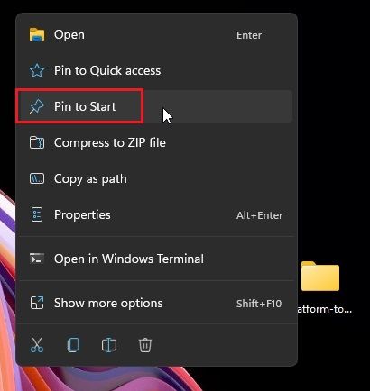 Tambahkan folder ke Windows 11 Menu Mulai