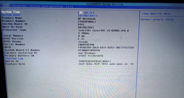 Thay đổi Chế độ kế thừa thành UEFI trong Phần mềm cơ sở BIOS