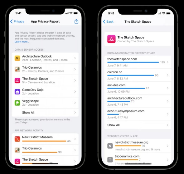Báo cáo quyền riêng tư của ứng dụng iOS 15 - Thu thập dữ liệu Safari