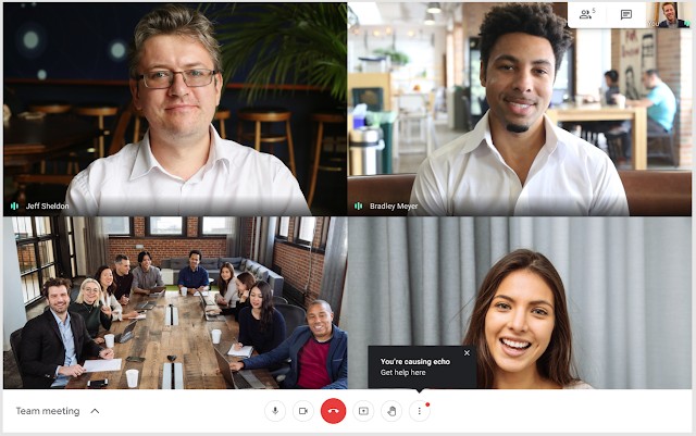 Google Meet sẽ cho bạn biết nếu bạn gây ra tiếng vang trong cuộc gọi điện video