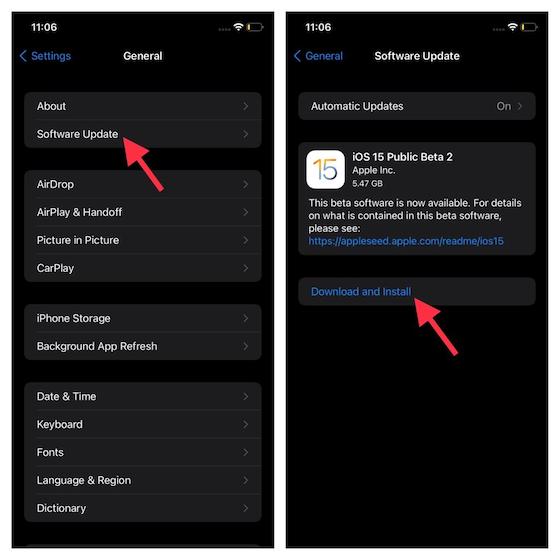 iOS 15 genel beta sürümünü indirin ve yükleyin