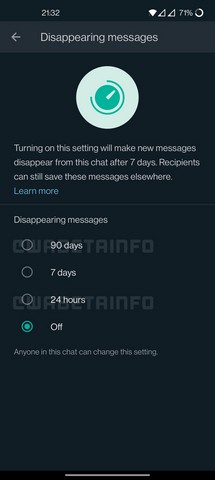 WhatsApp kan lägga till ett nytt 90-dagarsalternativ till meddelandefunktionen som snart kommer att försvinna