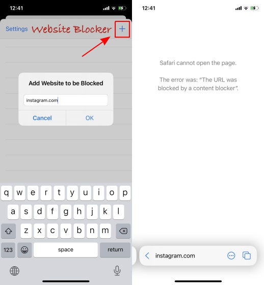 blokir situs web di safari di iOS