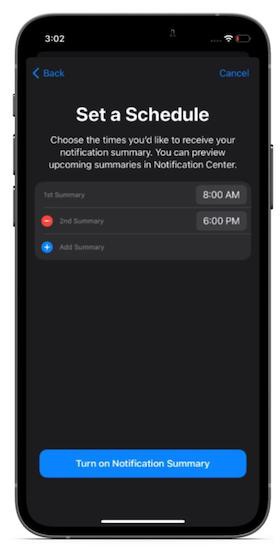 jadwal ringkasan pemberitahuan 1 - Aktifkan/Nonaktifkan Ringkasan Pemberitahuan di iOS 15 di iPhone