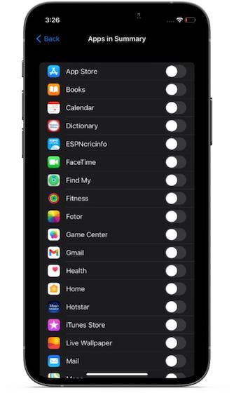 Ringkasan Manajemen Aplikasi - Aktifkan/Nonaktifkan Ringkasan Pemberitahuan di iOS 15 di iPhone