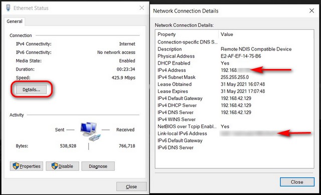 Tìm địa chỉ IP của bạn trên Windows Trung tâm kết nối và chia sẻ