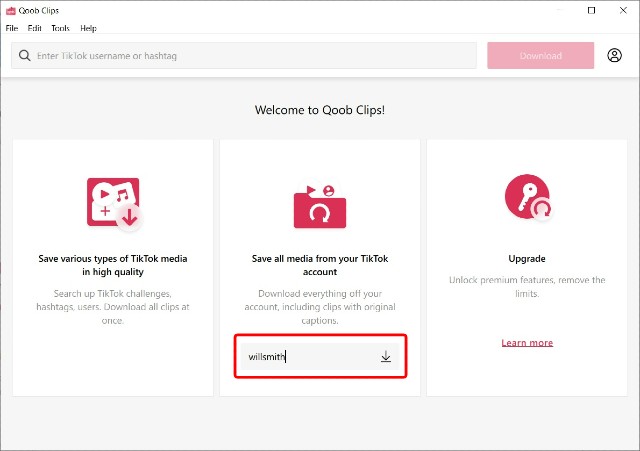 Cara mengunduh video TikTok dengan Qoob Clips