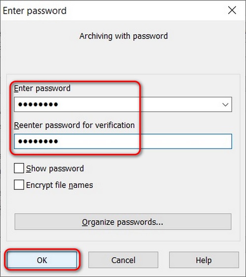 Använd WinRAR för att lösenordsskydda mappar i Windows 10